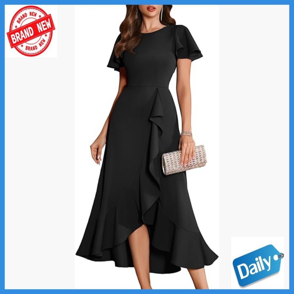 Flutter Sleeve Maxi Dress Formal Evening Cocktail Wedding Guest